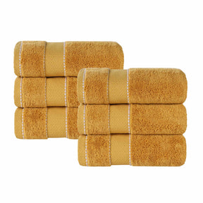 Niles Egyptian Giza Cotton Plush Thick Absorbent Hand Towel Set of 6 - Gold