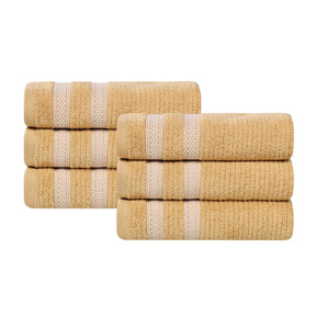 Brea Zero Twist Cotton Ribbed Modern Geometric Hand Towel Set of 6