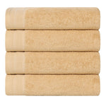 Honeycomb Textured Waffle Border Cotton Bath Towels, Set of 4 - Bath Towel by Superior