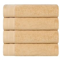 Honeycomb Textured Waffle Border Cotton Bath Towels, Set of 4