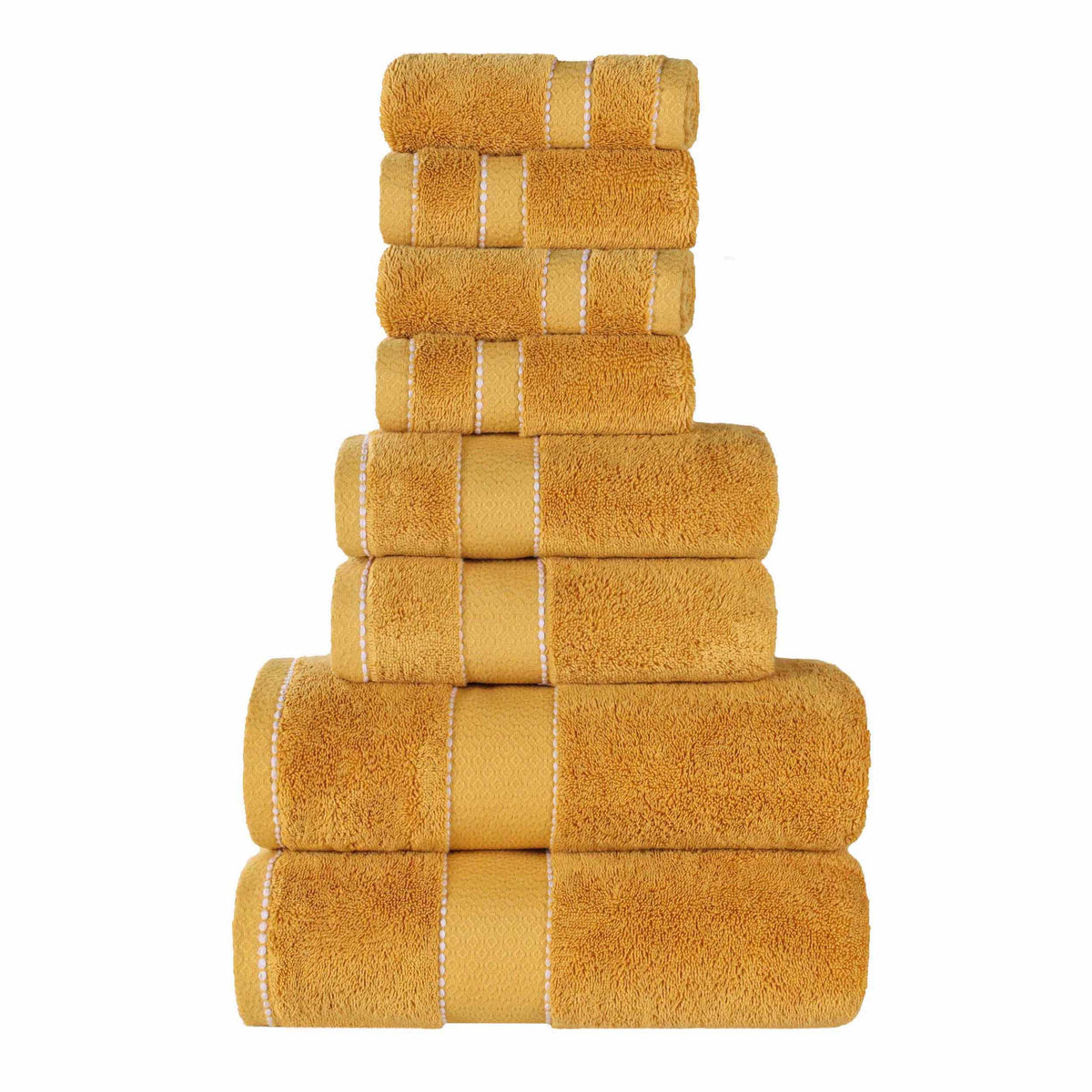 Niles Egyptian Giza Cotton Plush Heavyweight Soft 8 Piece Towel Set - Gold