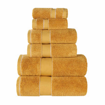 Niles Egyptian Giza Cotton Plush Heavyweight Soft 6 Piece Towel Set - Gold