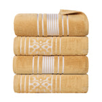 Sadie Zero Twist Cotton Solid and Jacquard Floral Bath Towel Set of 4 - Bath Towel by Superior