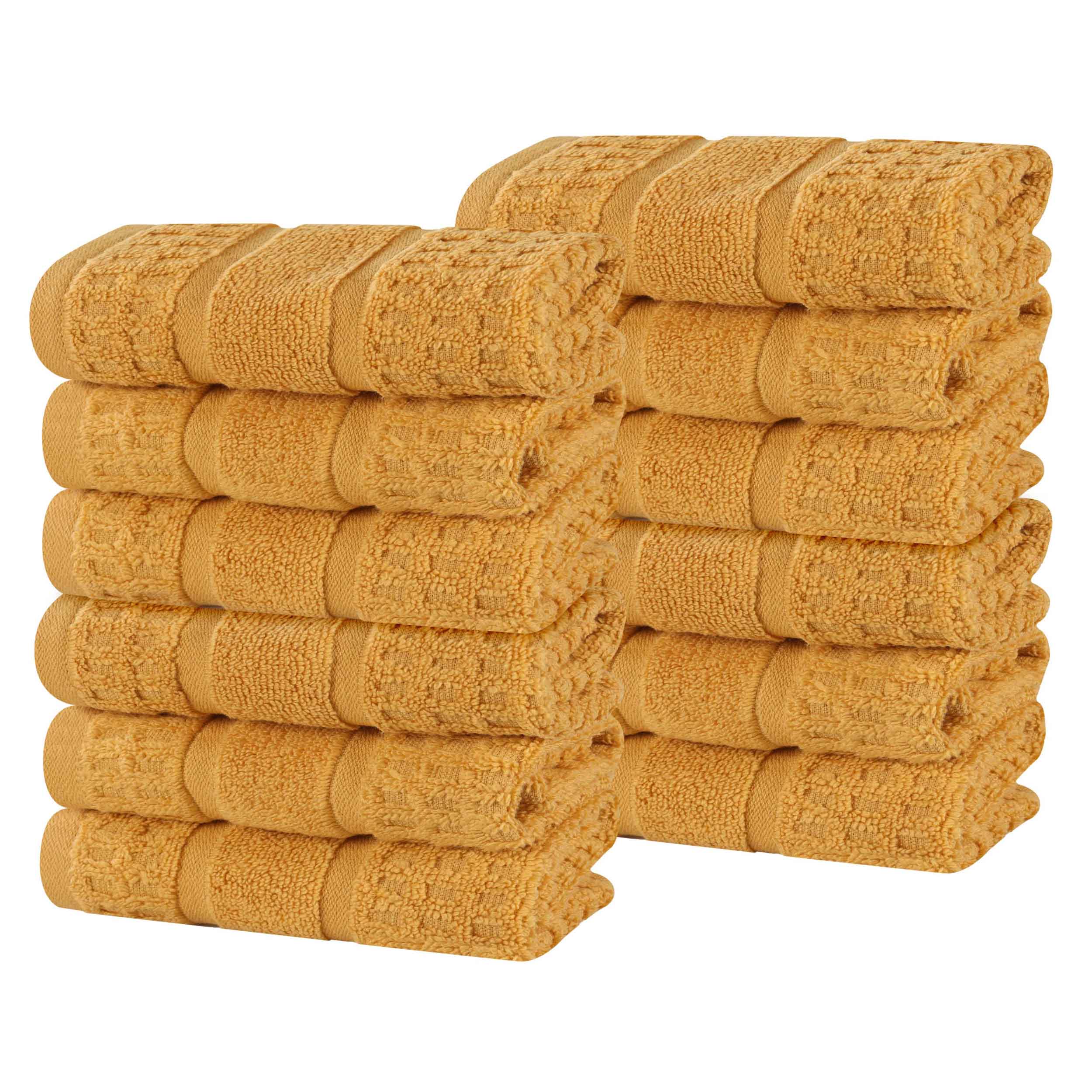 Napa Zero Twist Cotton Solid Waffle Face Towel Washcloth Set of 12 - Towel Set by Superior