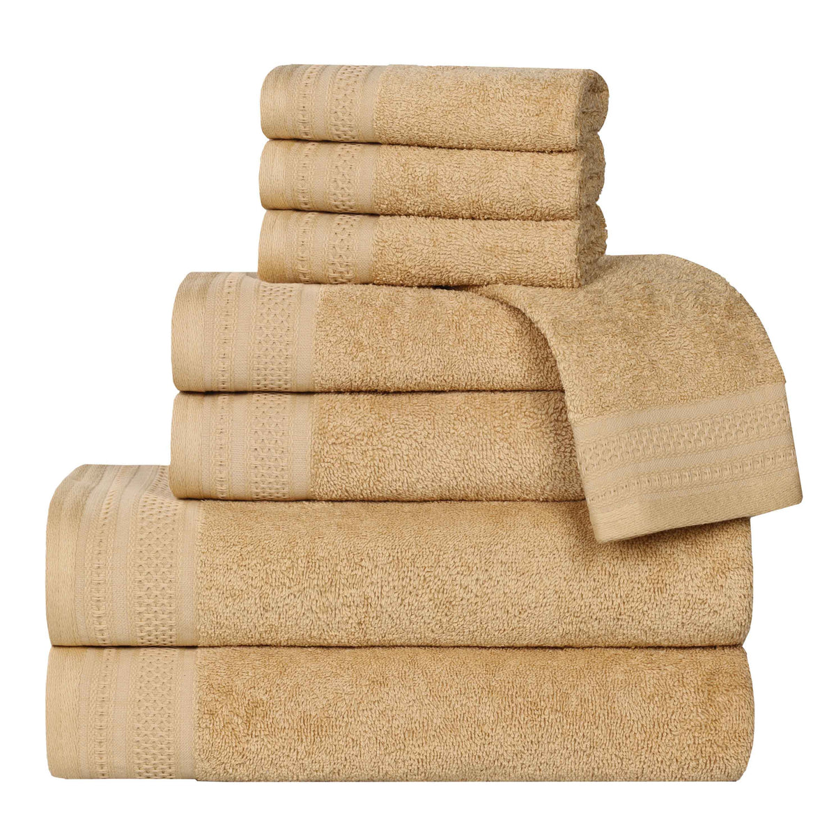 Honeycomb Textured Waffle Border Cotton 8 Piece Towel Set