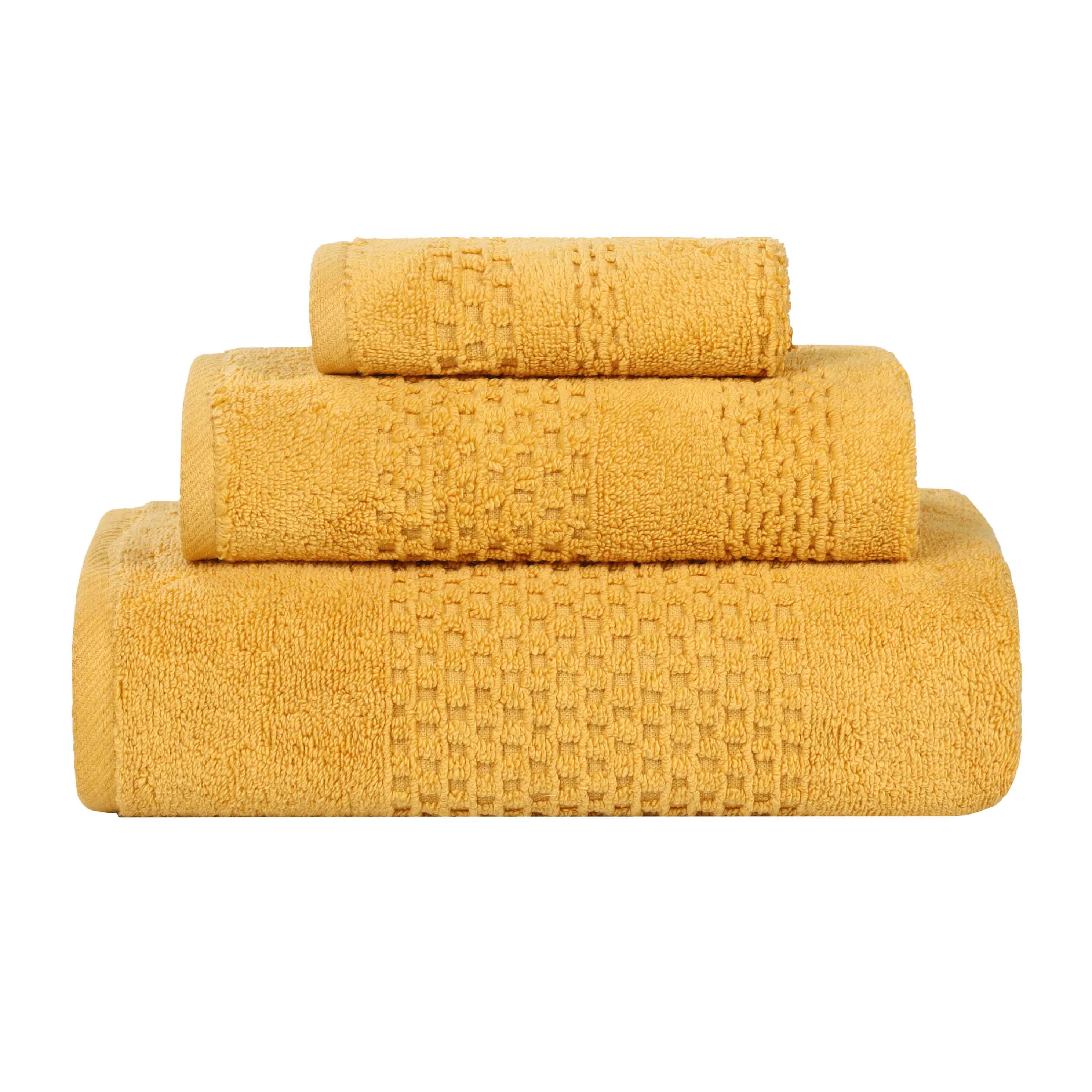 Playa Zero Twist Cotton Solid Waffle Textured 3 Piece Towel Set - Towel Set by Superior