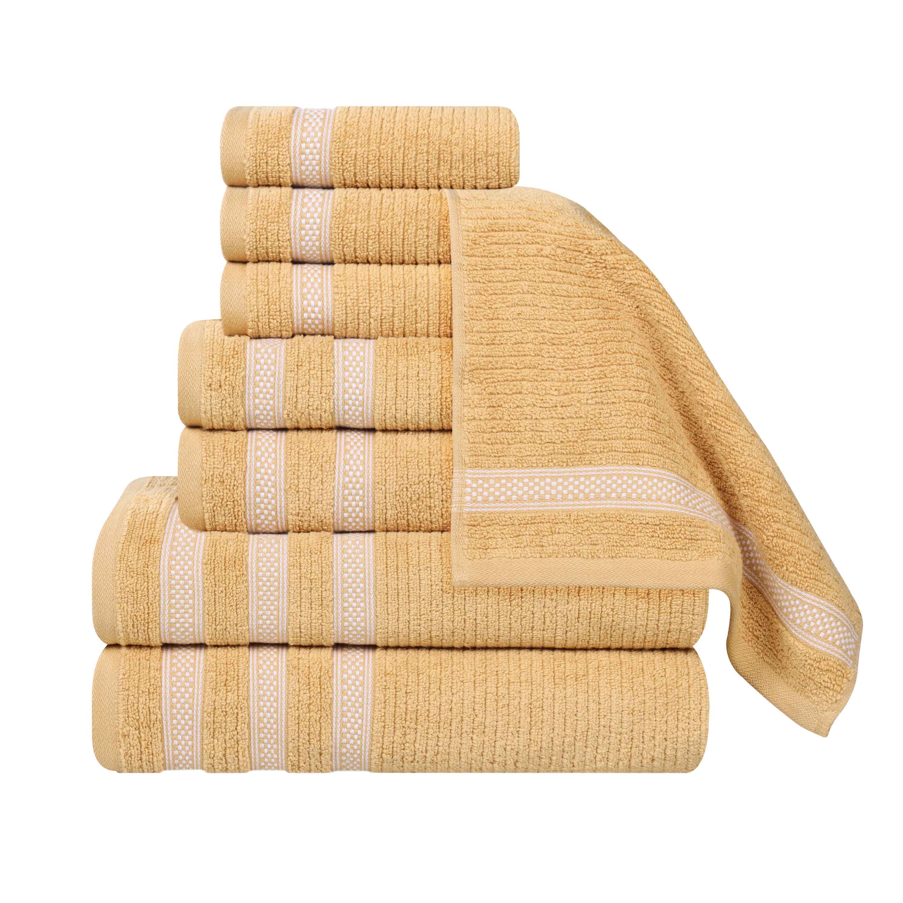 Brea Zero Twist Cotton Ribbed Geometric Border 8 Piece Towel Set - Towel Set by Superior