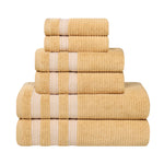 Brea Zero Twist Cotton Ribbed Geometric Border 6 Piece Towel Set - Towel Set by Superior