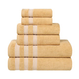 Brea Zero Twist Cotton Ribbed Geometric Border 6 Piece Towel Set - Towel Set by Superior