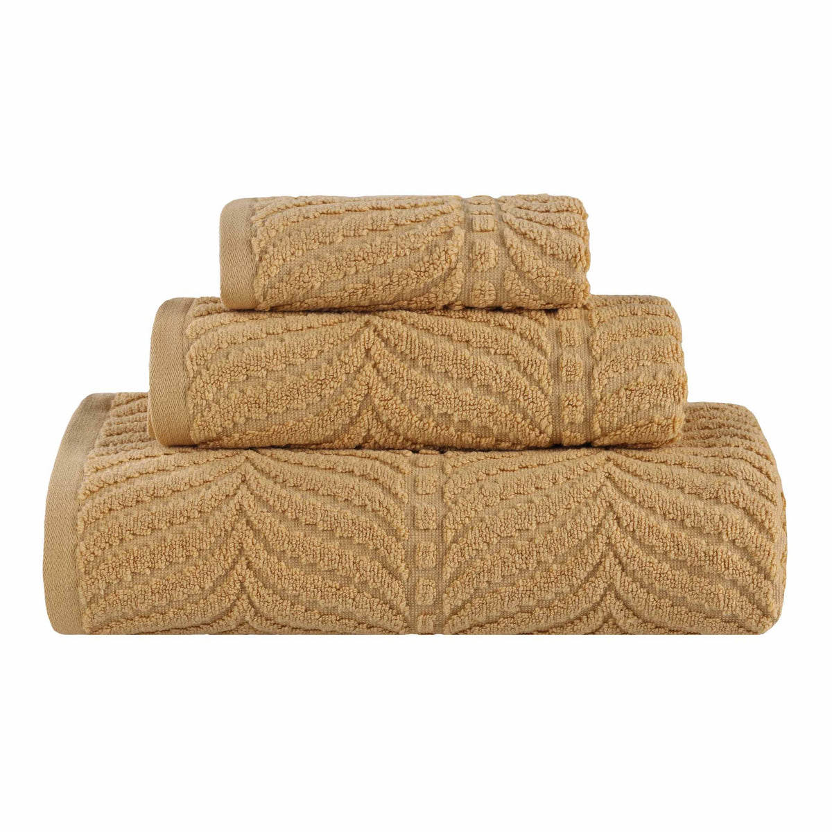 Chevron Zero Twist Jaquard Cotton 3 Piece Bathroom Towel Set