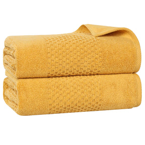 Playa Zero Twist Cotton Solid Waffle Textured Bath Sheets, Set of 2