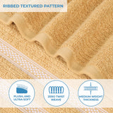 Brea Zero Twist Cotton Ribbed Geometric Border Face Towel Set of 12 - Face Towel by Superior