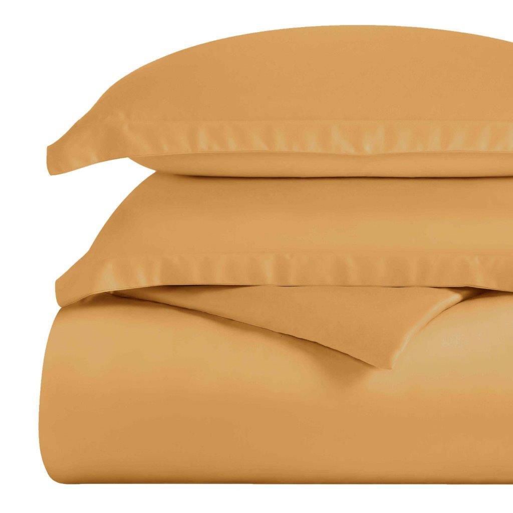 Egyptian Cotton 300 Thread Count Solid Luxury Duvet Cover Set - Gold