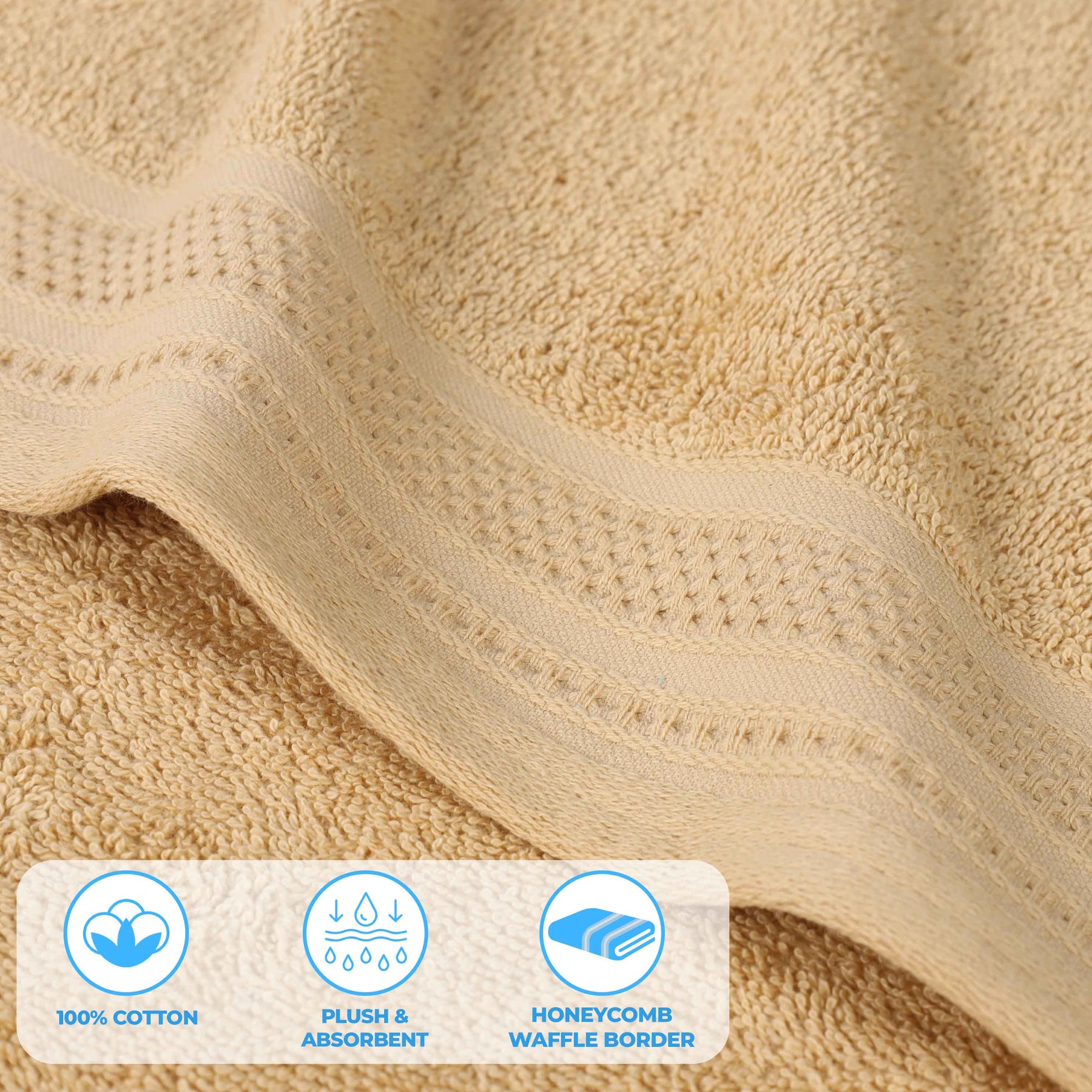 Honeycomb Textured Waffle Border Cotton 8 Piece Towel Set