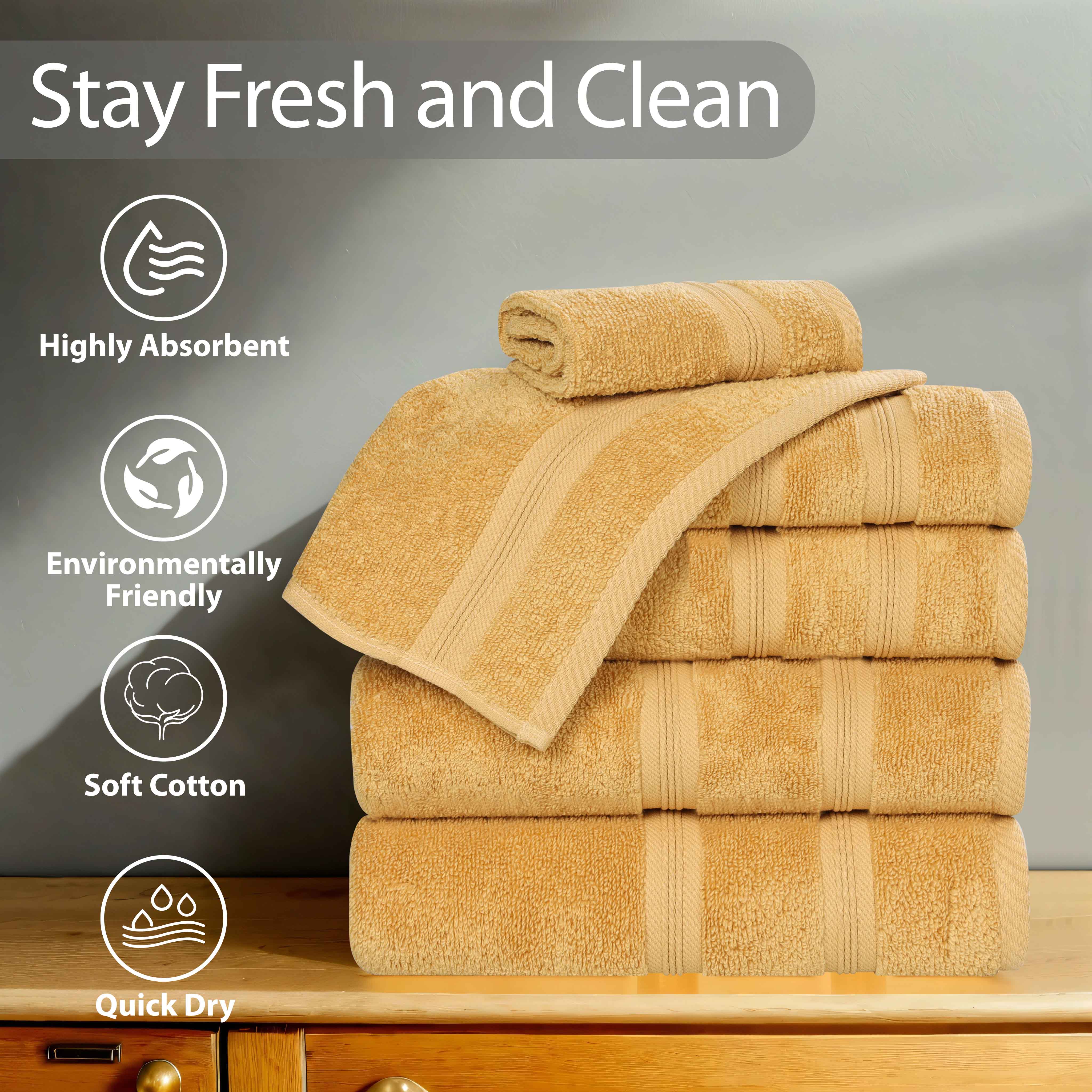 Smart Dry Zero Twist Cotton Medium Weight Hand Towels, Set of 6 - Hand Towel Set by Superior