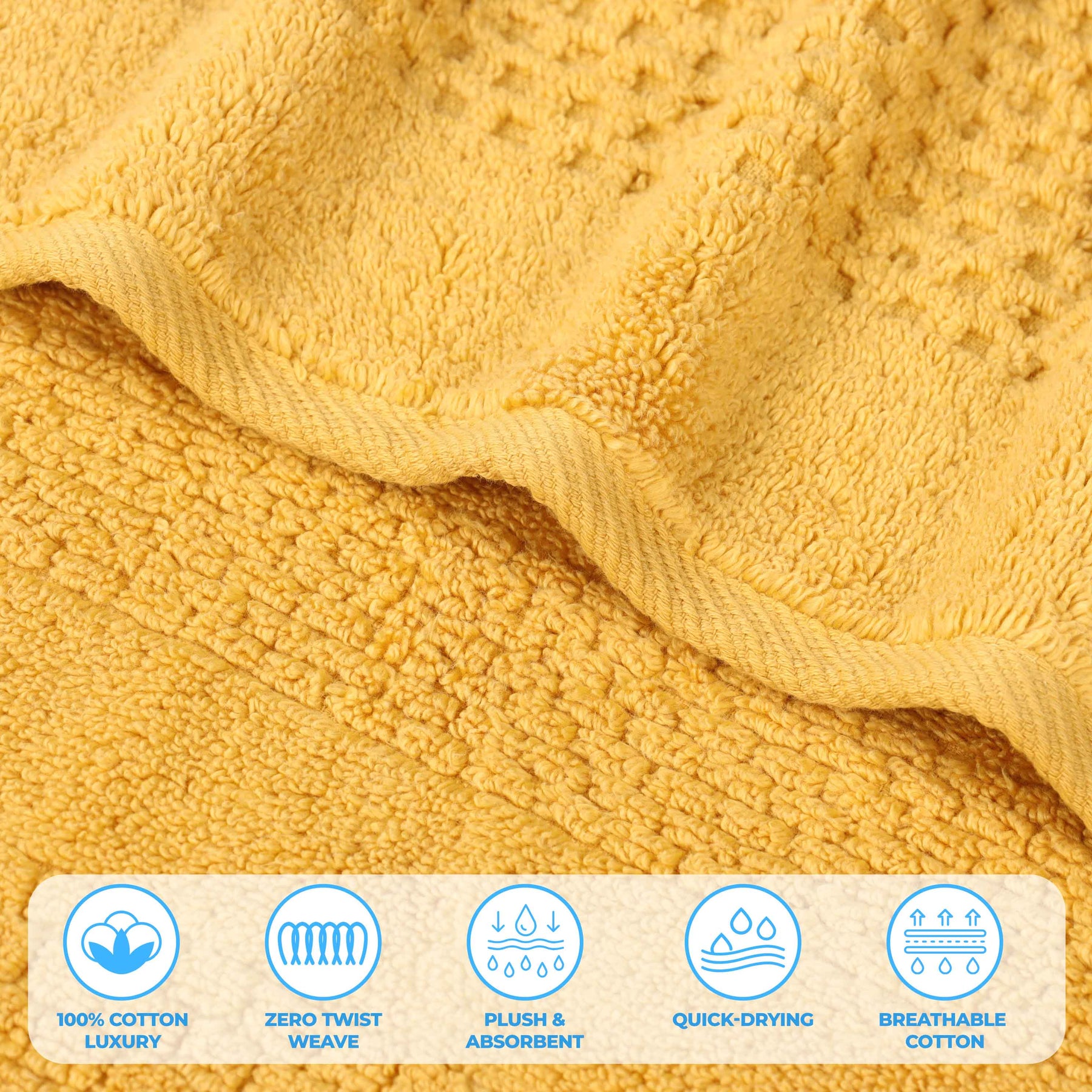 Playa Zero Twist Cotton Solid Waffle Textured 12 Piece Towel Set