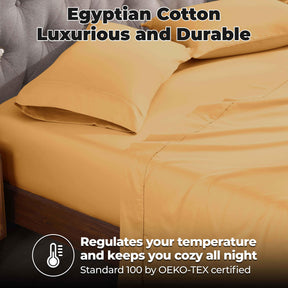 Egyptian Cotton 300 Thread Count Solid Deep Pocket Bed Sheet Set - Gold