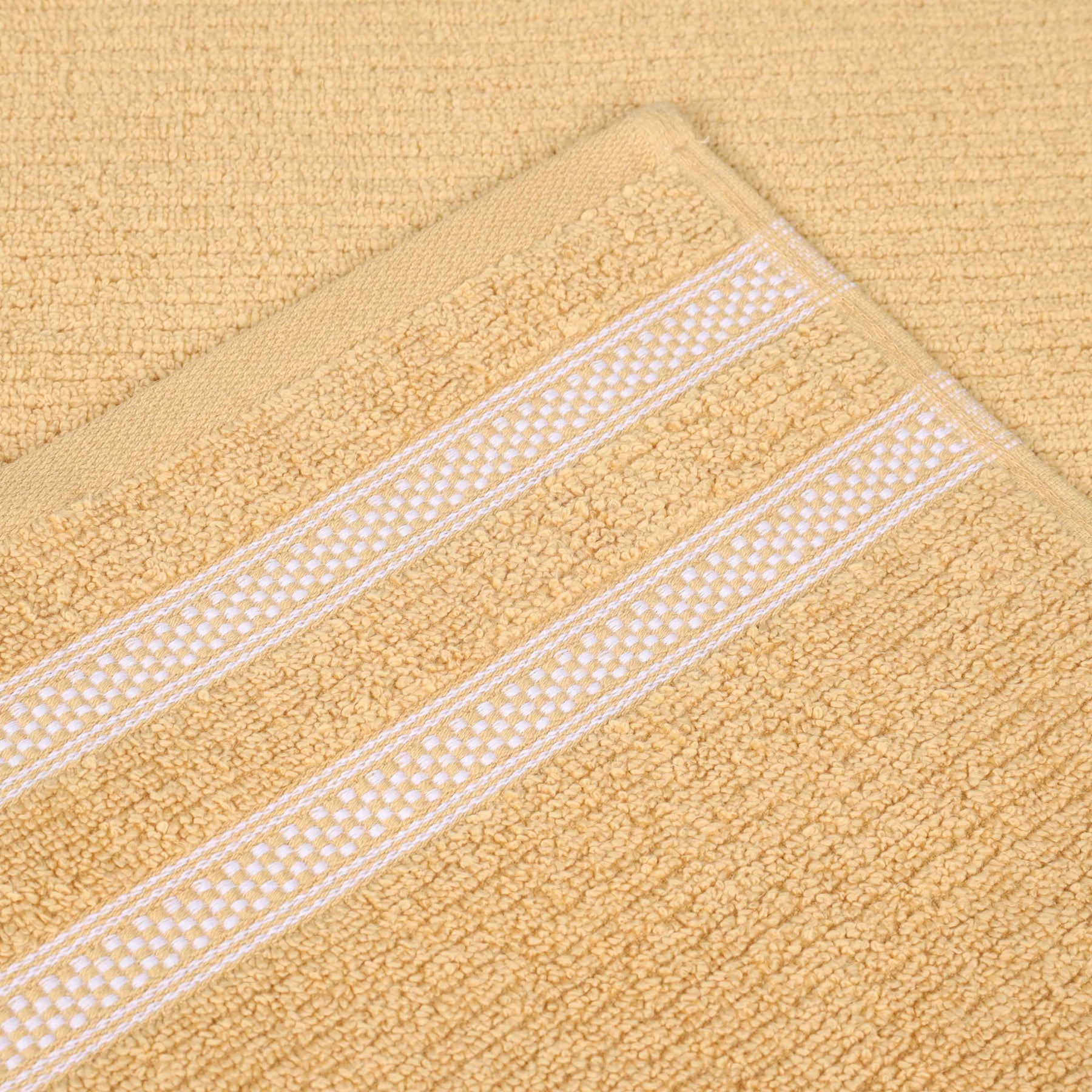 Brea Zero Twist Cotton Ribbed Geometric Border Face Towel Set of 12