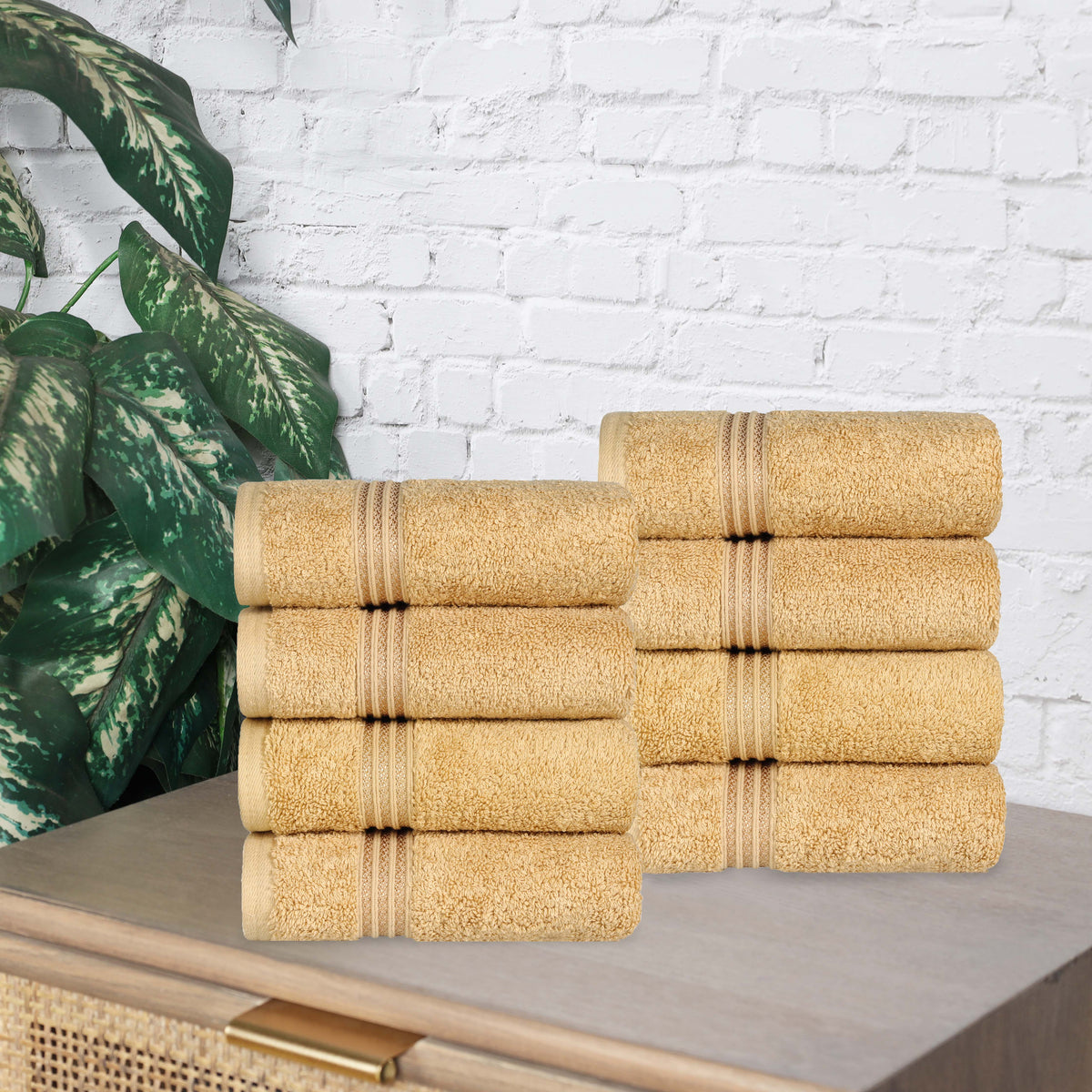 Heritage Egyptian Cotton Plush Luxury Hand Towel Set of 8