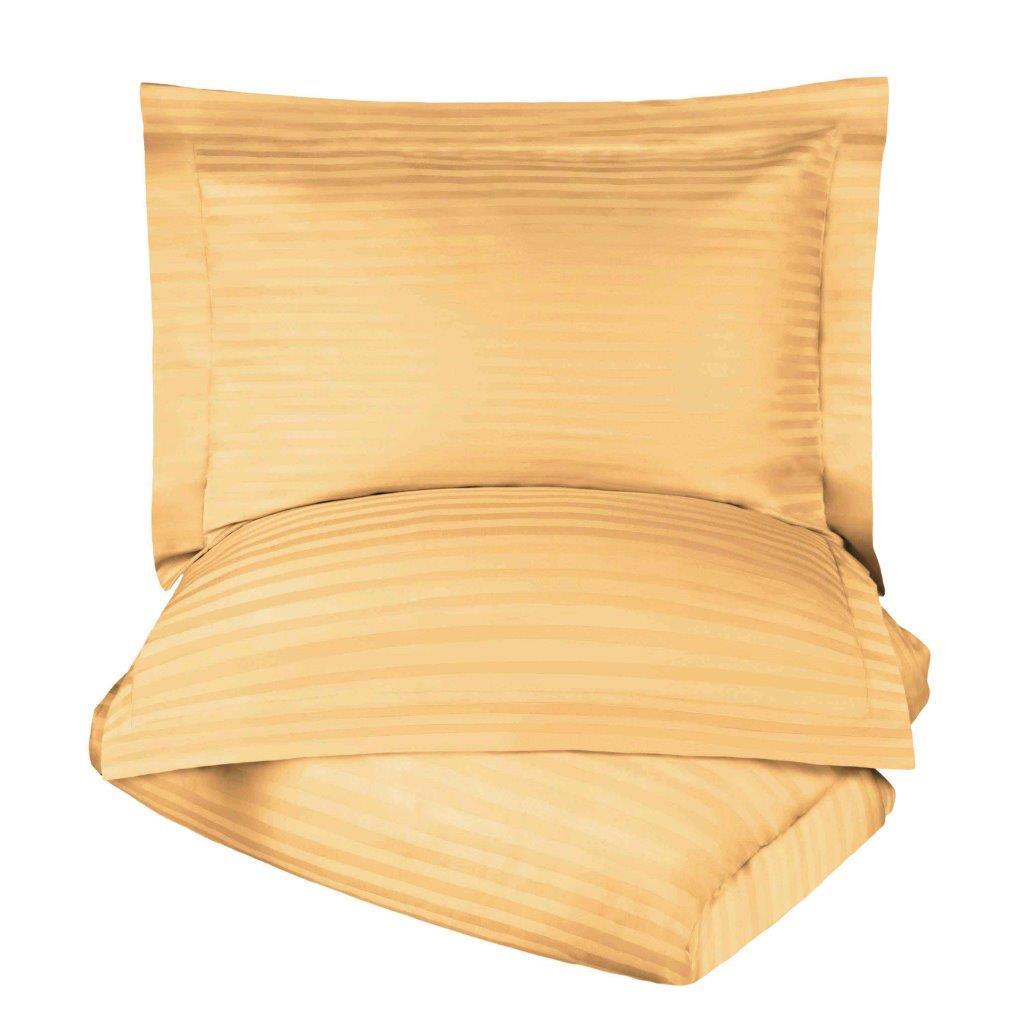 Egyptian Cotton 600 Thread Count Striped Duvet Cover Set - Gold