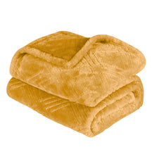 Alaska Diamond Fleece Plush Ultra-Soft Fluffy Blanket - Gold