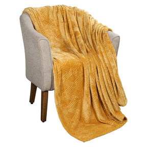 Alaska Diamond Fleece Plush Ultra-Soft Fluffy Blanket - Gold