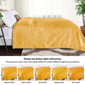 Alaska Diamond Fleece Plush Ultra-Soft Fluffy Blanket - Gold