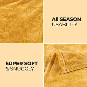 Alaska Diamond Fleece Plush Ultra-Soft Fluffy Blanket - Gold