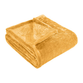 Fleece Plush Medium Weight Fluffy Soft Solid Decorative Blanket - Gold