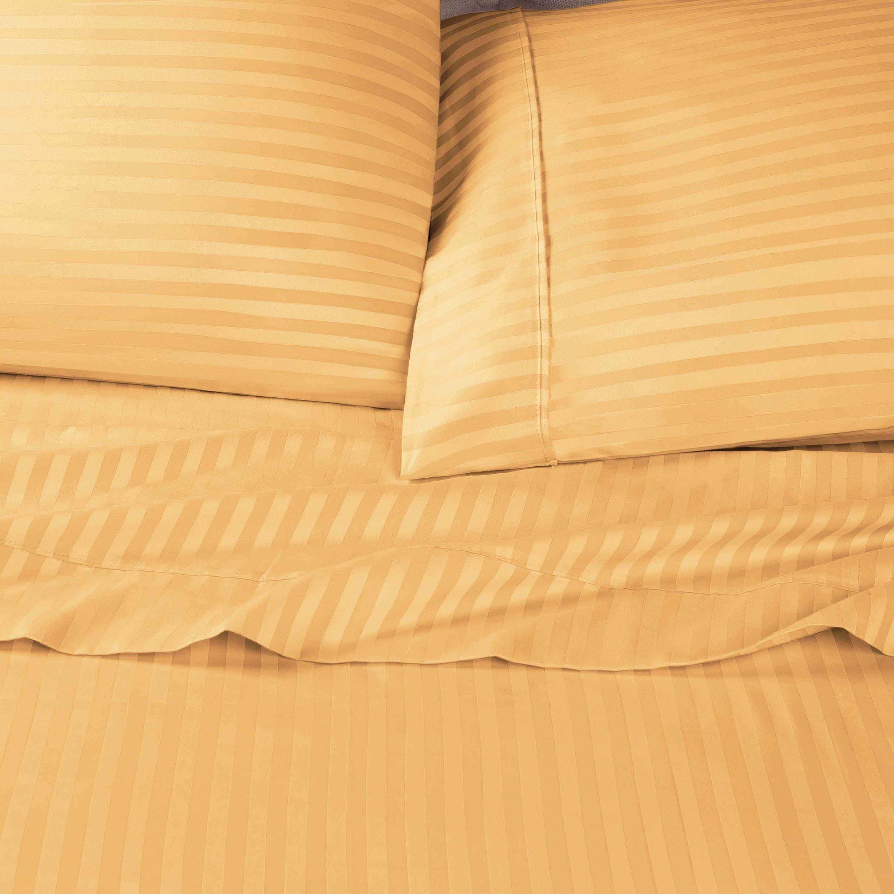 Egyptian Cotton 600 Thread Count Striped Pillowcase Set - Gold