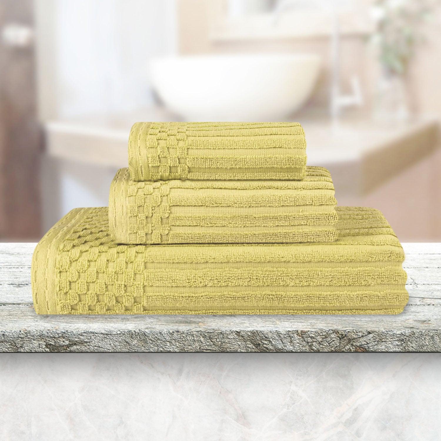 Soho Ribbed Cotton Absorbent 3 Piece Assorted Towel Set - Towel Set by Superior