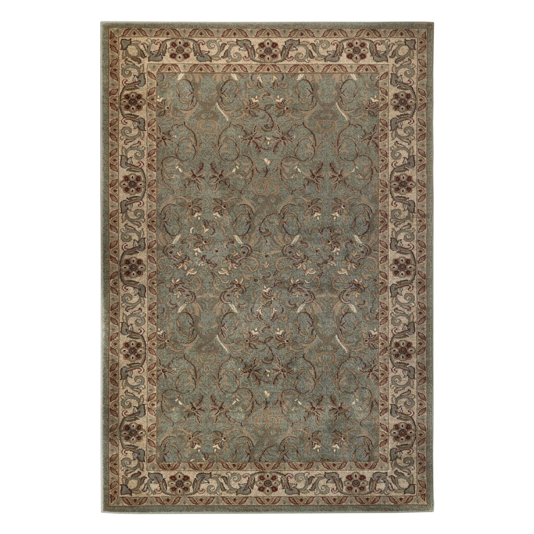 Heritage Traditional Floral Scroll Indoor Runner or Area Rug - Green