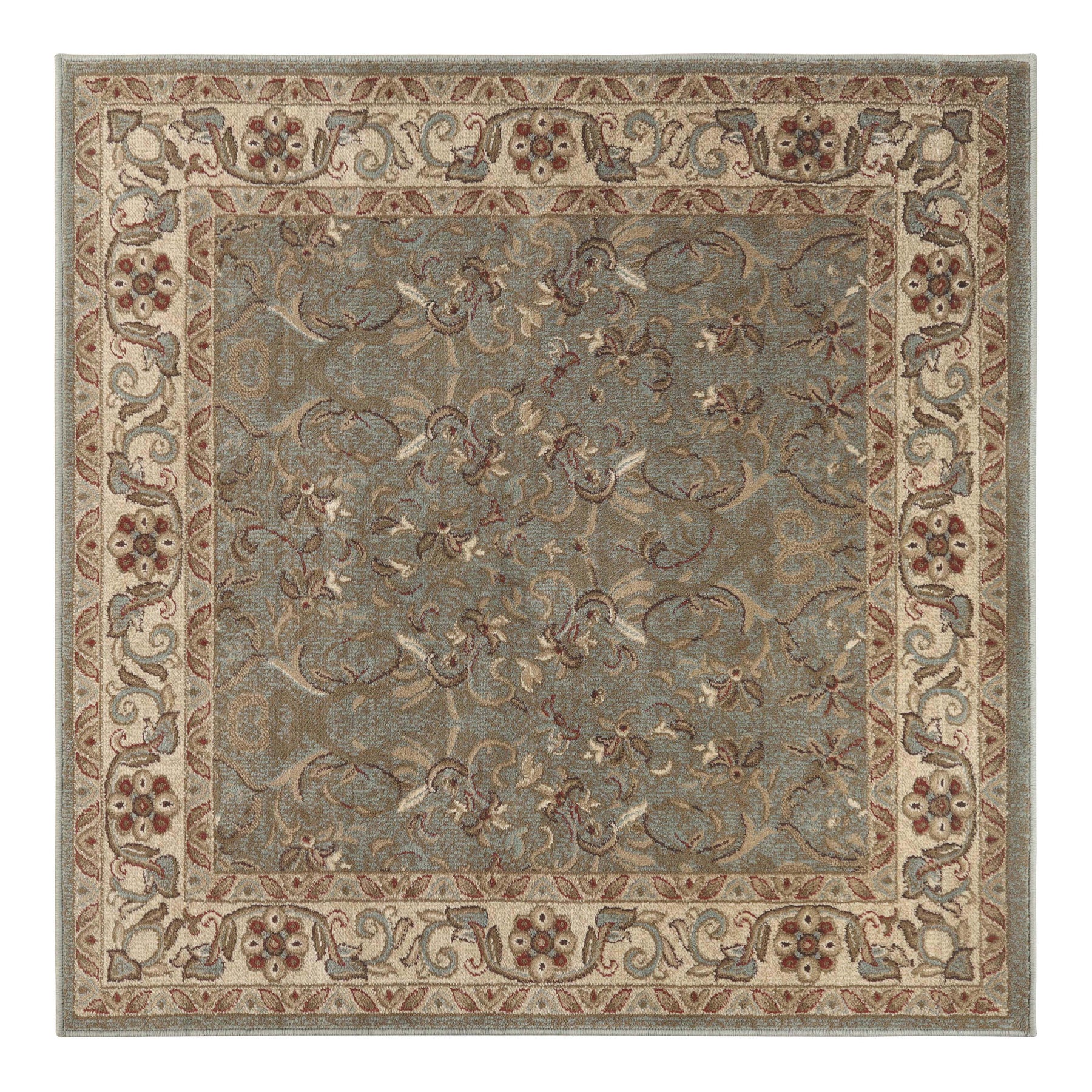 Heritage Traditional Floral Scroll Indoor Runner or Area Rug - Green