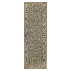 Heritage Traditional Floral Scroll Indoor Runner or Area Rug - Green