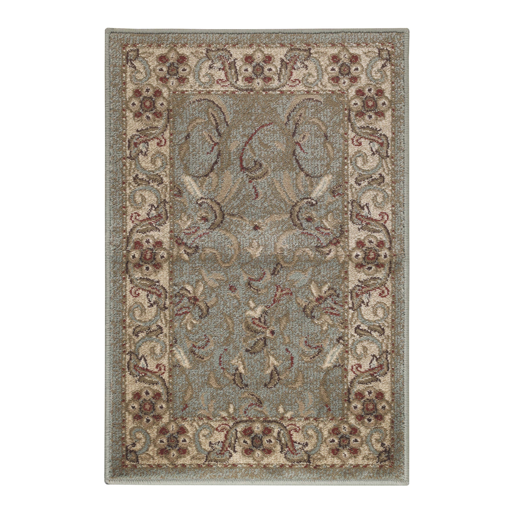 Heritage Traditional Floral Scroll Indoor Runner or Area Rug - Green