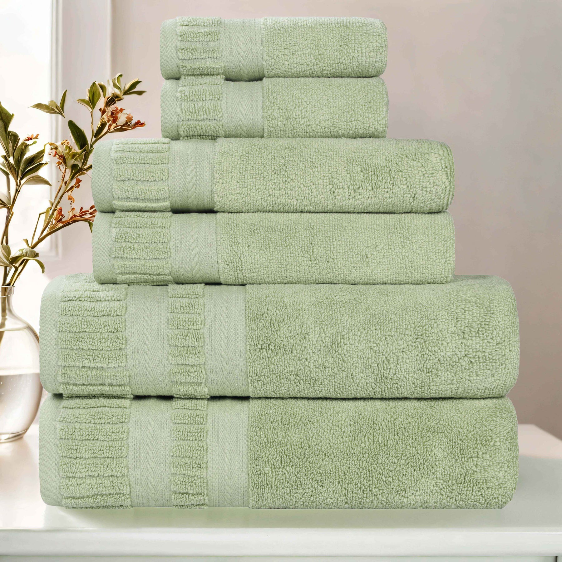 Venice Zero Twist Cotton Medium Weight Absorbent 6 Piece Towel Set