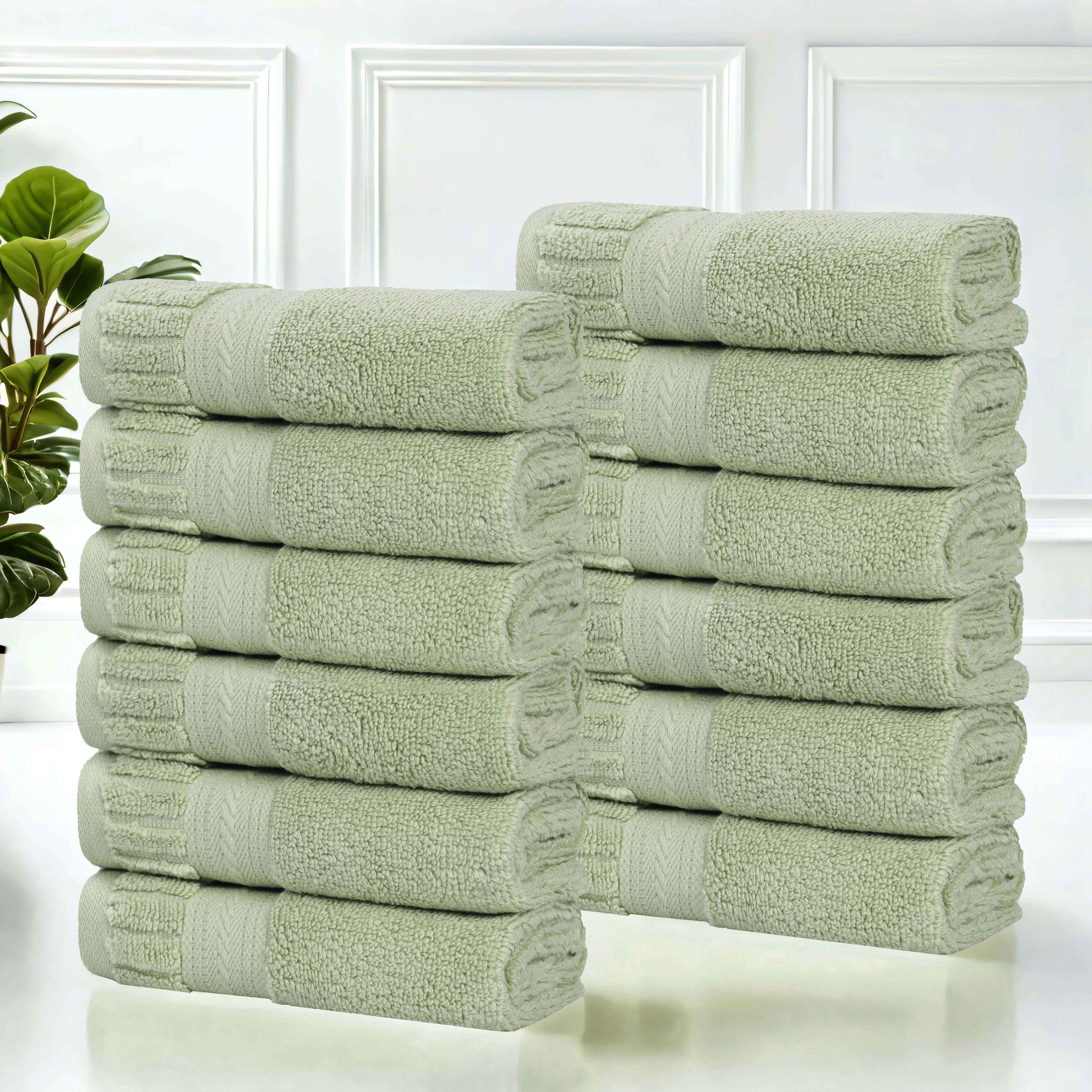 Venice Zero Twist Cotton Medium Weight Face Towels, Set of 12 - Face Towel by Superior