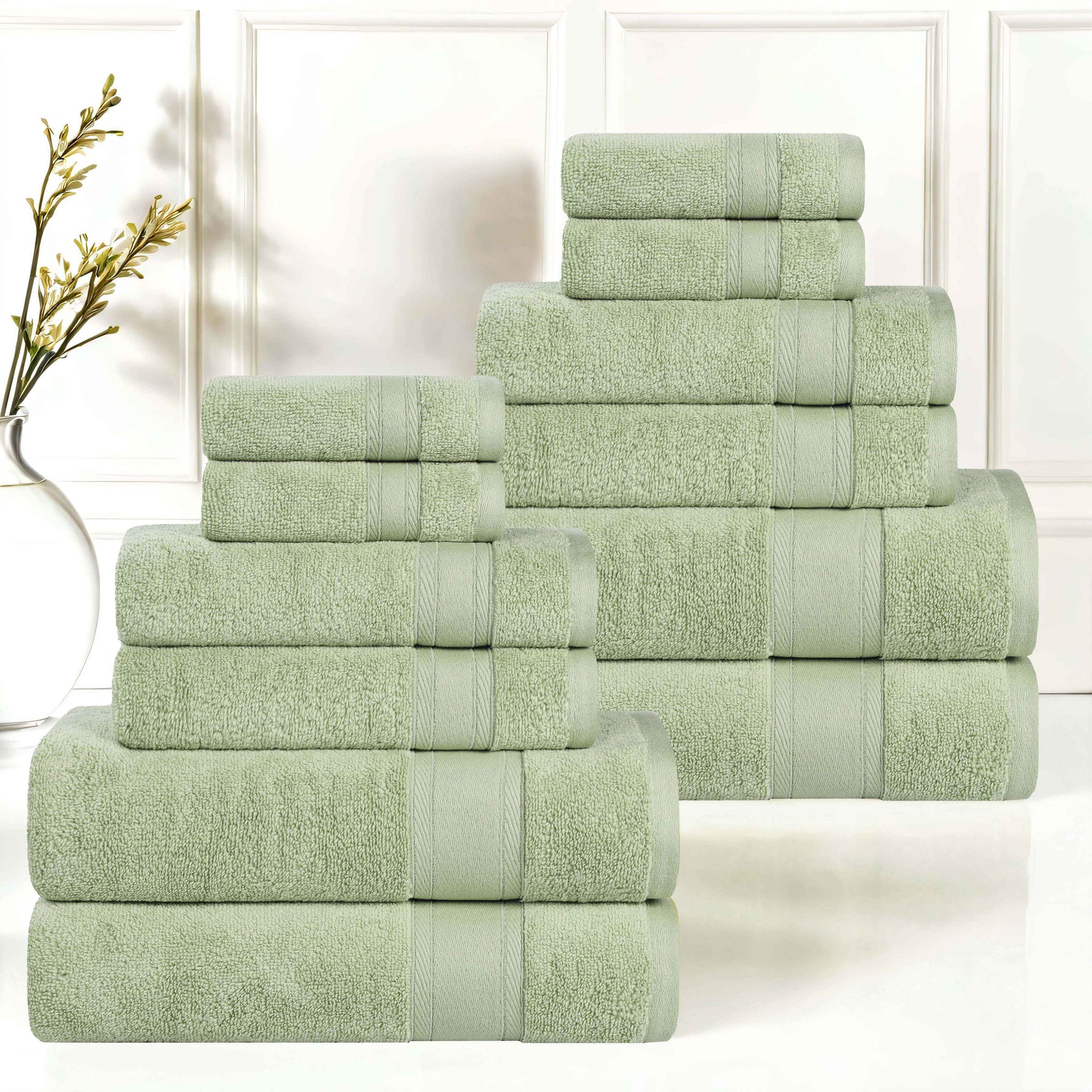 Belmont Zero Twist Cotton Medium Weight Absorbent 12 Piece Towel Set