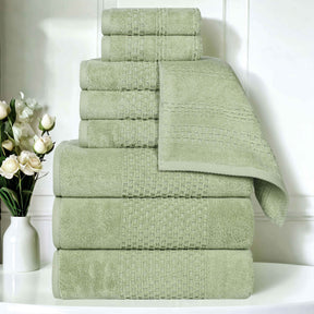 Playa Zero Twist Cotton Solid Waffle Textured 9 Piece Towel Set