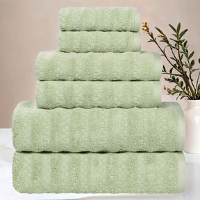 Zuma Zero Twist Cotton Medium Weight Waffle Stripes 6 Piece Towel Set