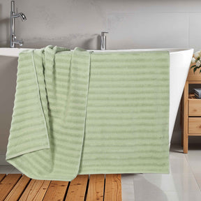 Zuma Zero Twist Cotton Waffle Textured Stripes Bath Sheets, Set of 2