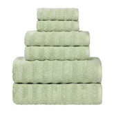 Zuma Zero Twist Cotton Medium Weight Waffle Stripes 6 Piece Towel Set