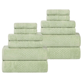 Playa Zero Twist Cotton Solid Waffle Textured 12 Piece Towel Set