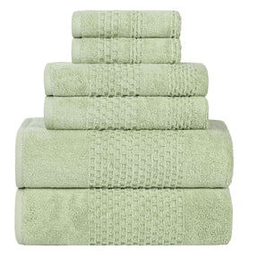 Playa Zero Twist Cotton Solid Waffle Textured 6 Piece Towel Set