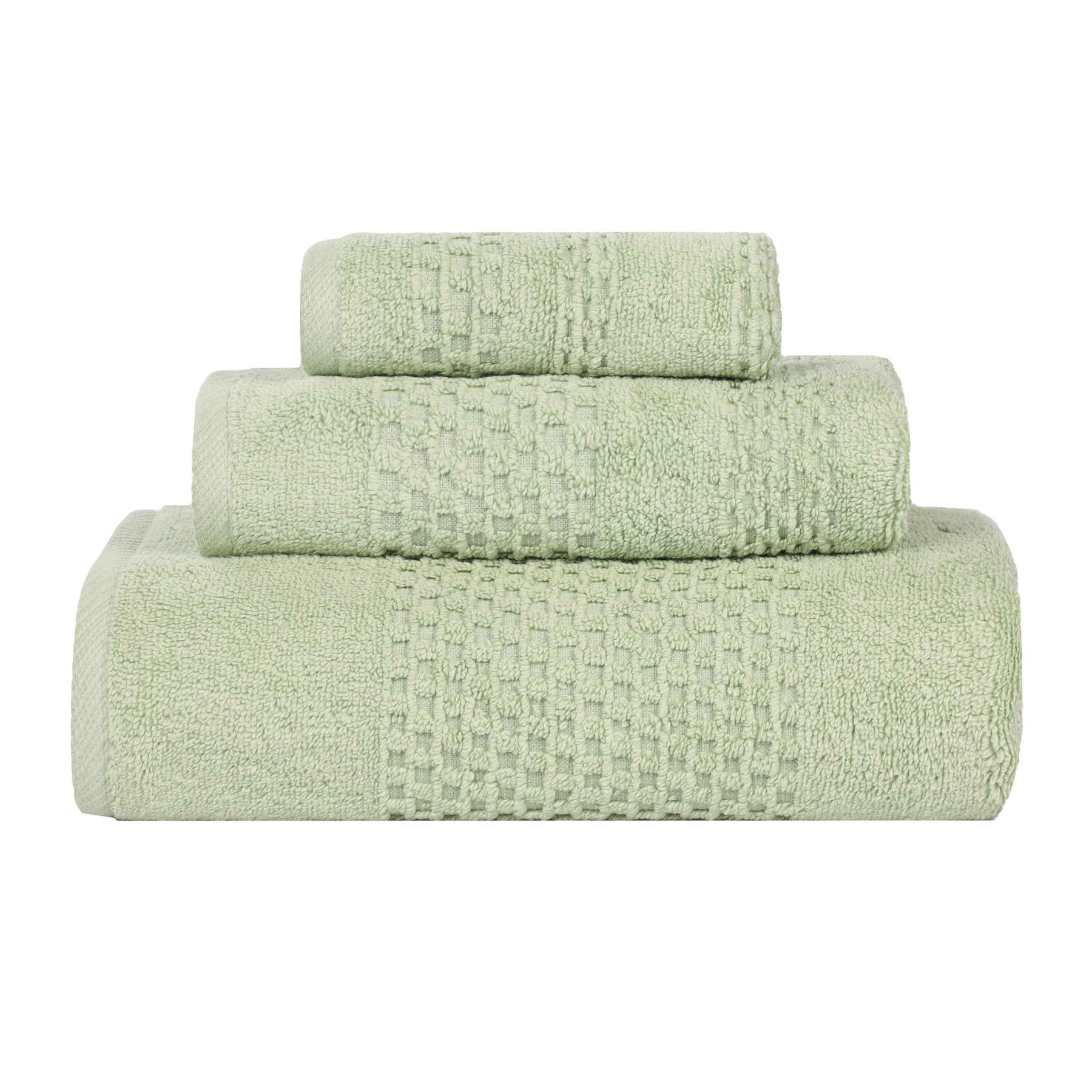 Playa Zero Twist Cotton Solid Waffle Textured 3 Piece Towel Set