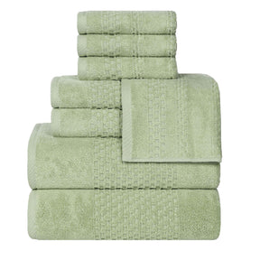 Playa Zero Twist Cotton Solid Waffle Textured 8 Piece Towel Set