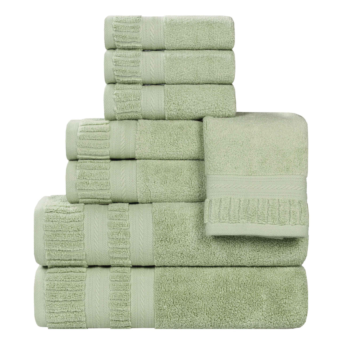 Venice Zero Twist Cotton Medium Weight Absorbent 8 Piece Towel Set