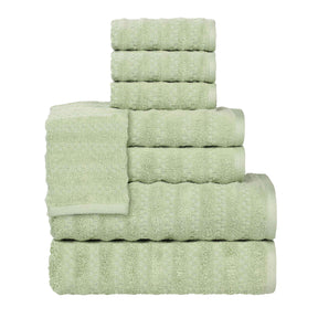 Zuma Zero Twist Cotton Medium Weight Waffle Stripes 8 Piece Towel Set