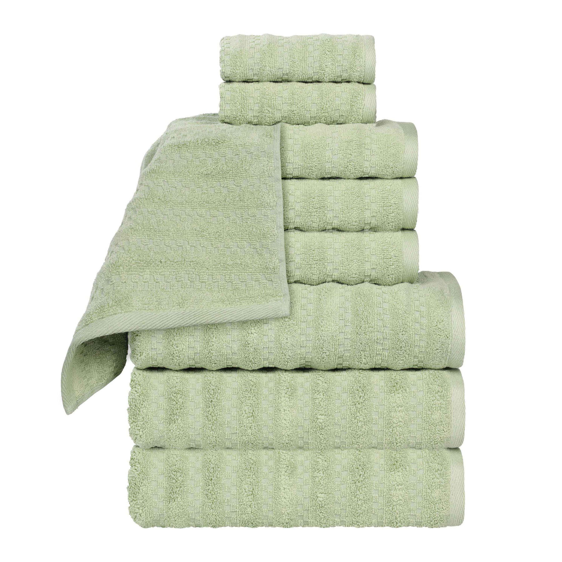 Zuma Zero Twist Cotton Medium Weight Waffle Stripes 9 Piece Towel Set