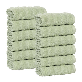 Zuma Zero Twist Cotton Medium Weight Face Towels Washcloths, Set of 12